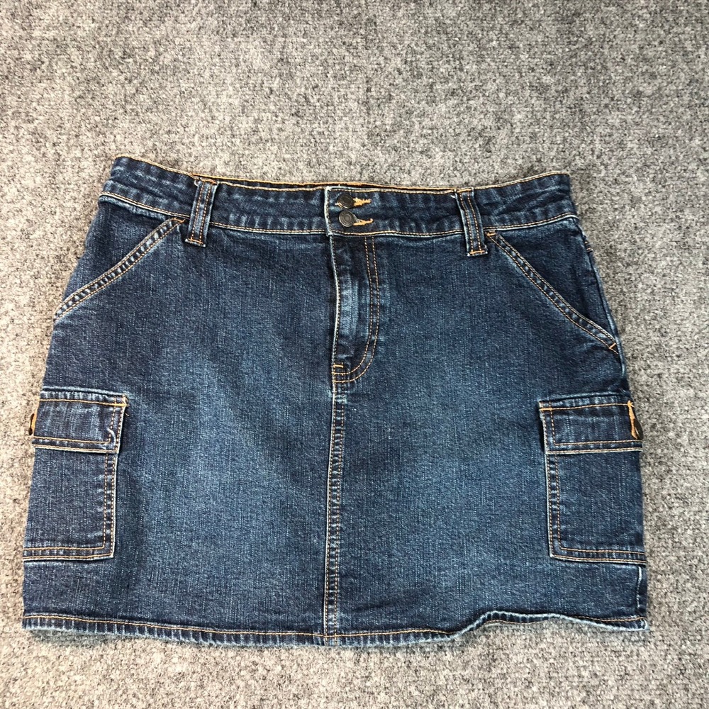 Old Navy Blue Jeans Womens Size 6 W30 Dark Wash Denim Cargo Mini Skirt Stretch